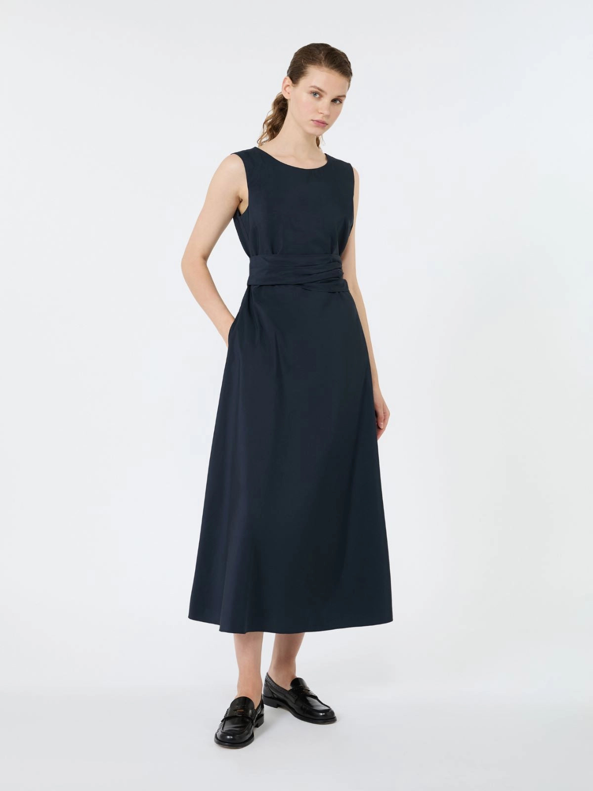WKD-262522609 WKDGENTILE NAVY TAFFETA DRESS