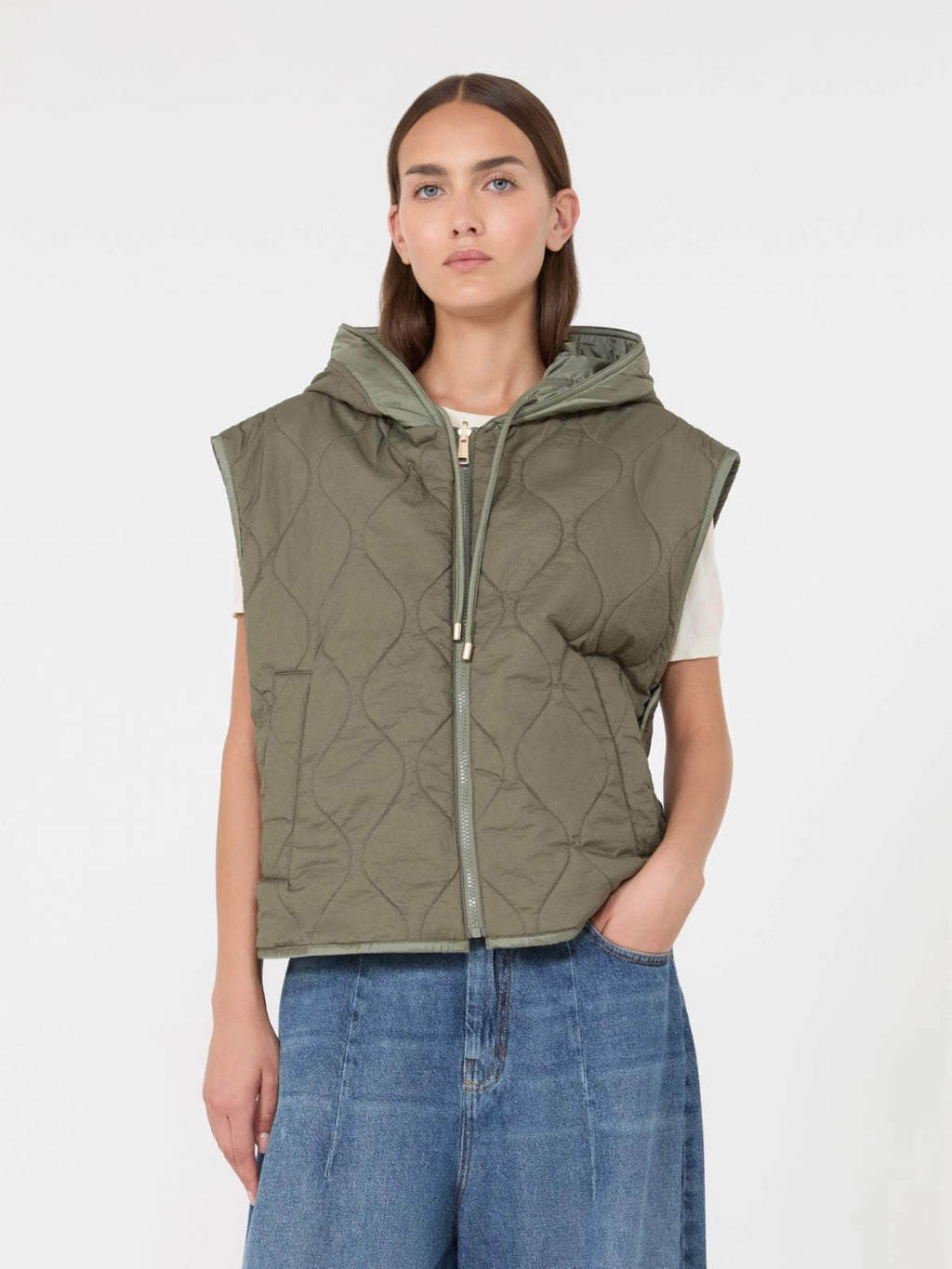 WKD-262529601 WKDACCENNI KHAKI REVERSIBLE GILET