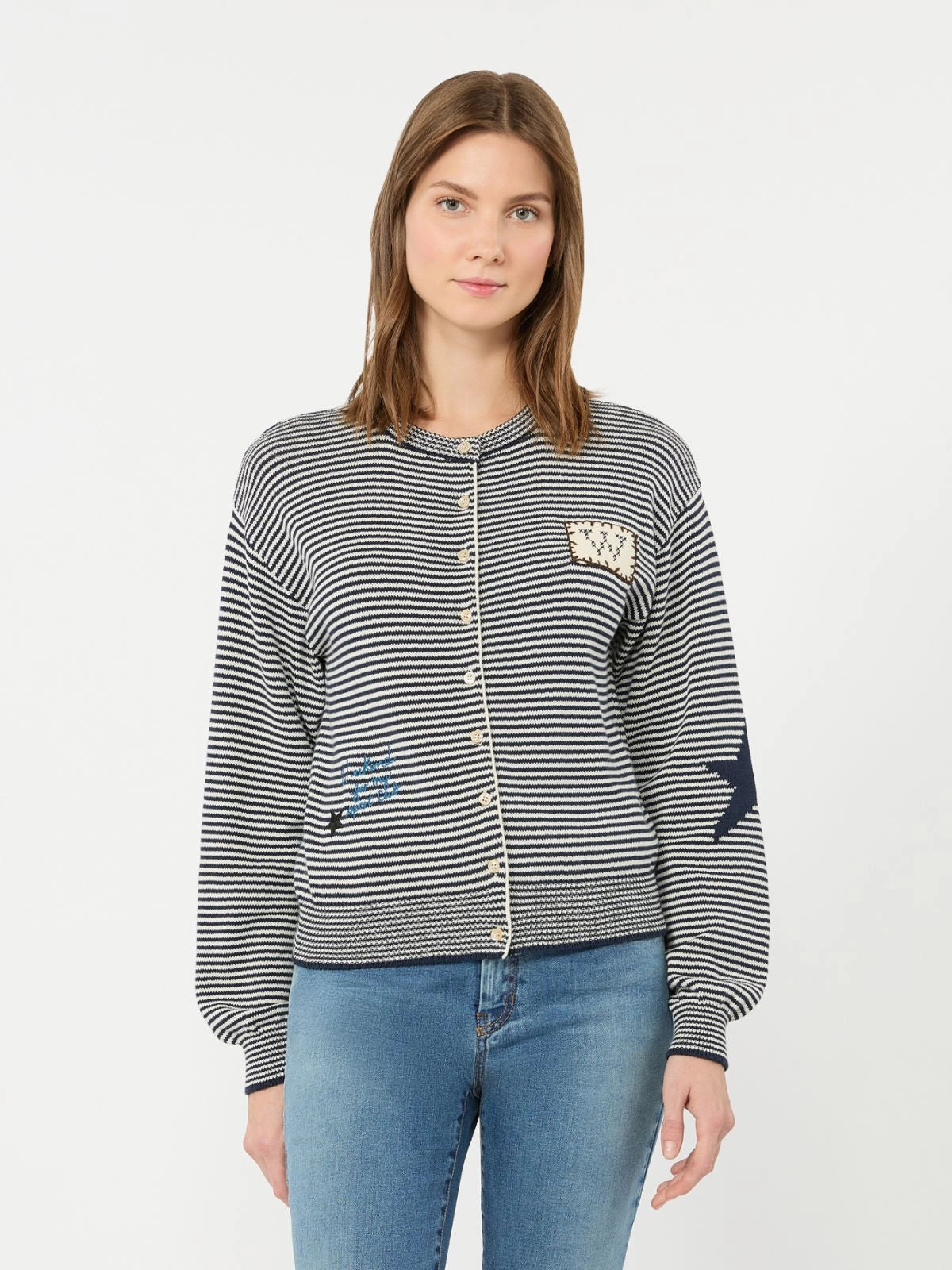 WKD-262534604 WKDTEIERA NAVY STRIPE DETAIL CARDIGA