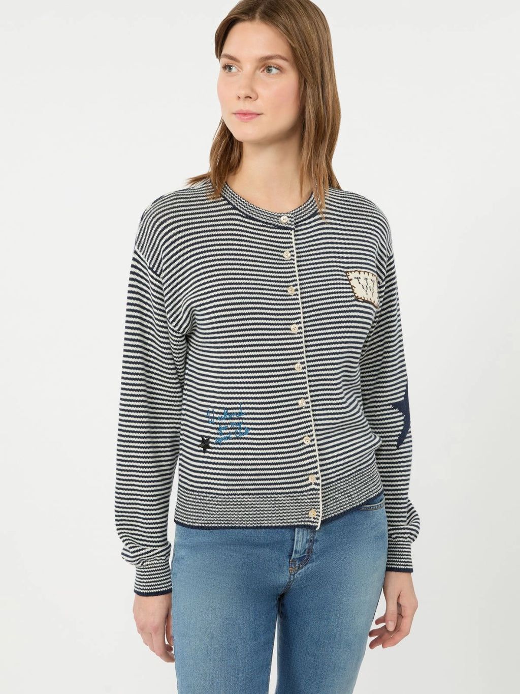 WKD-262534604 WKDTEIERA NAVY STRIPE DETAIL CARDIGA