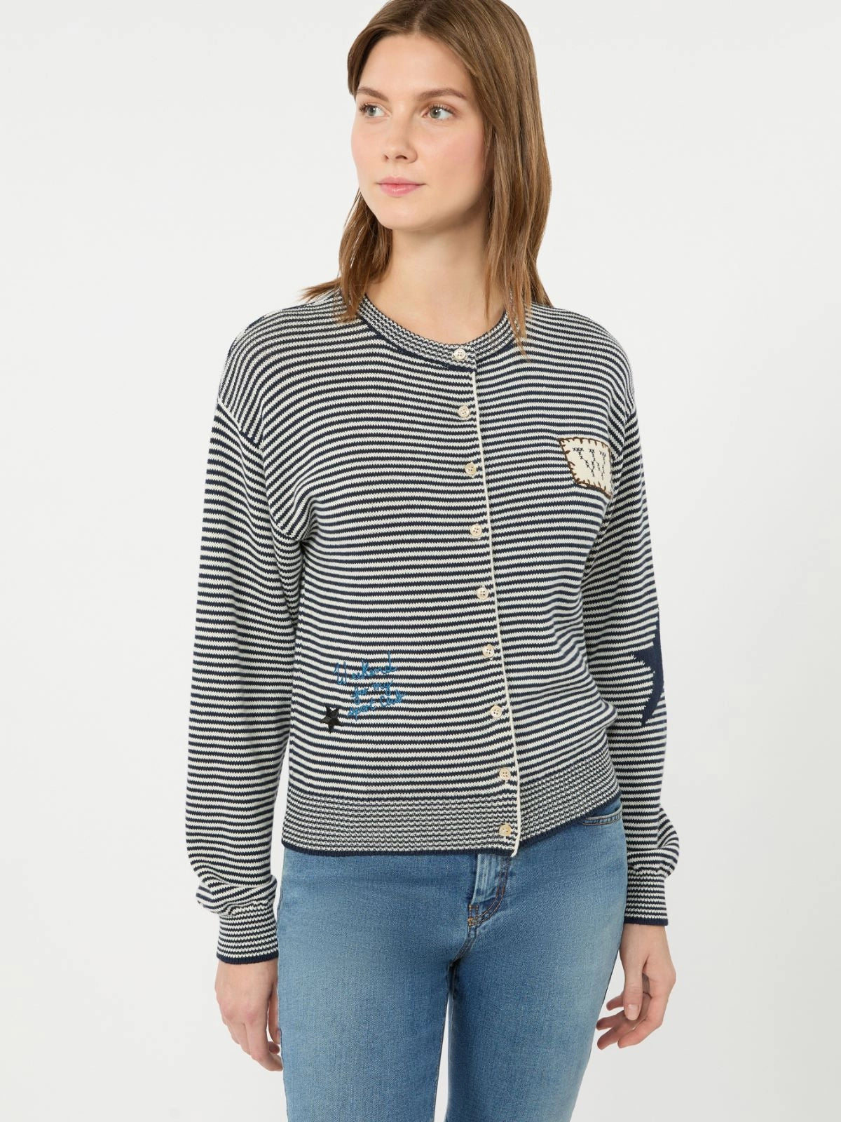 WKD-262534604 WKDTEIERA NAVY STRIPE DETAIL CARDIGA