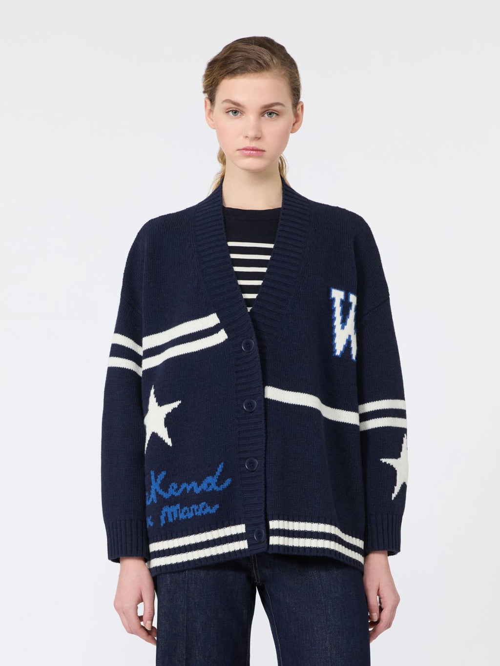 WKD-262534607 WKDBELGIO NAVY JACQUARD CARDIGAN