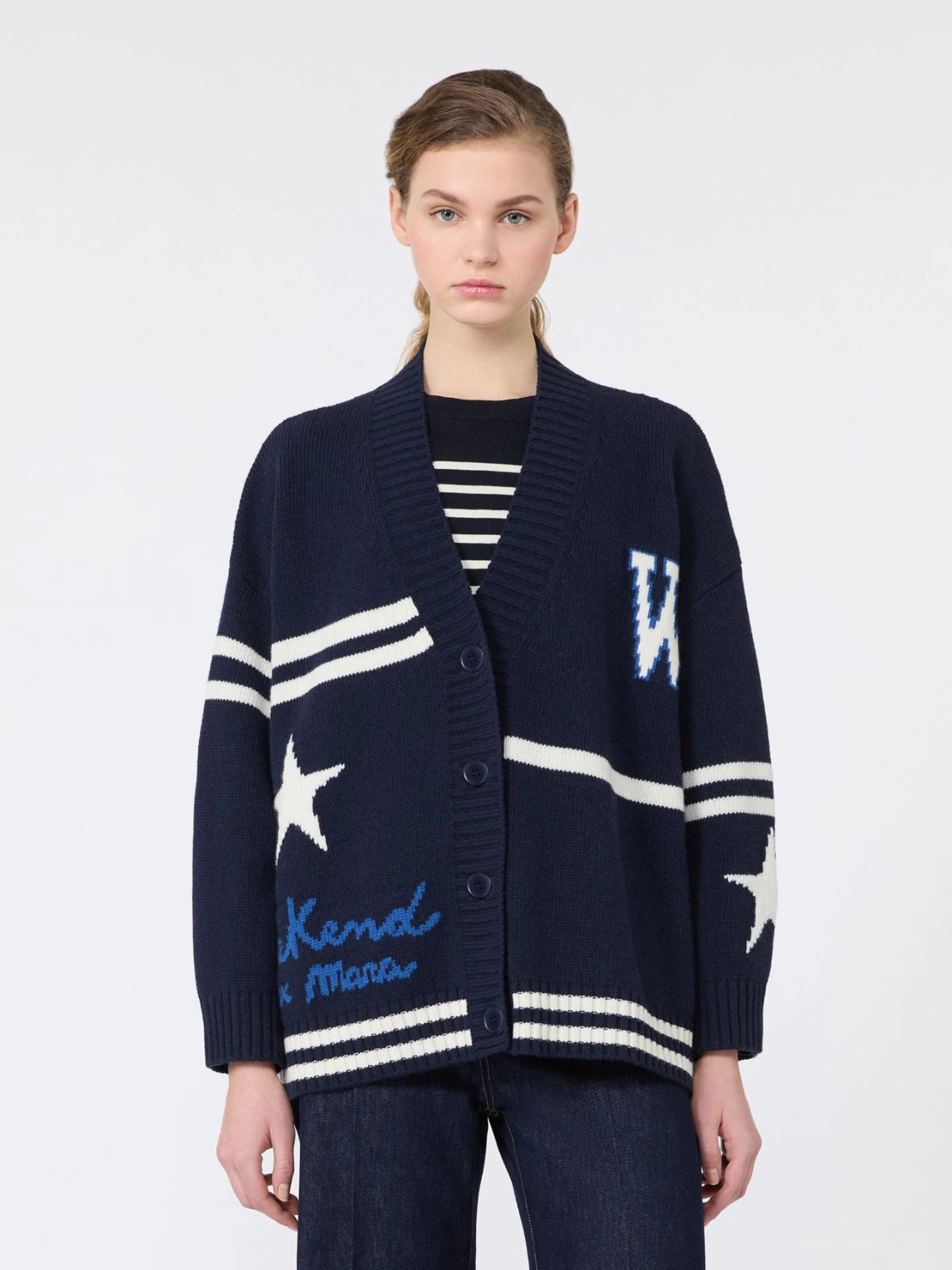 WKD-262534607 WKDBELGIO NAVY JACQUARD CARDIGAN