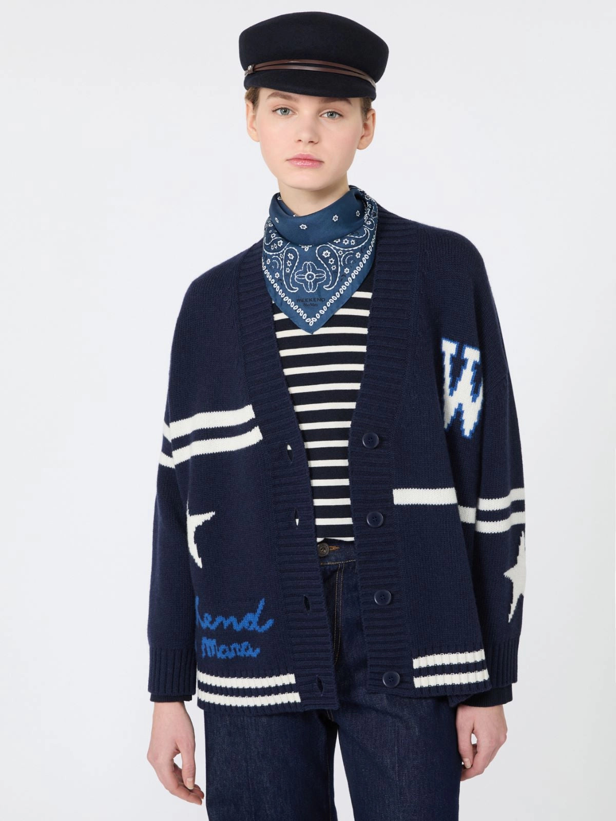 WKD-262534607 WKDBELGIO NAVY JACQUARD CARDIGAN