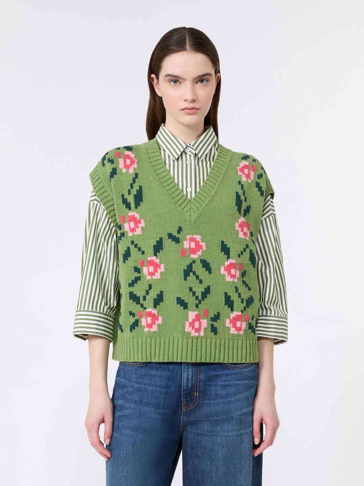 WKD-262535601 WKDALARMARO GREEN FLOWER VEST