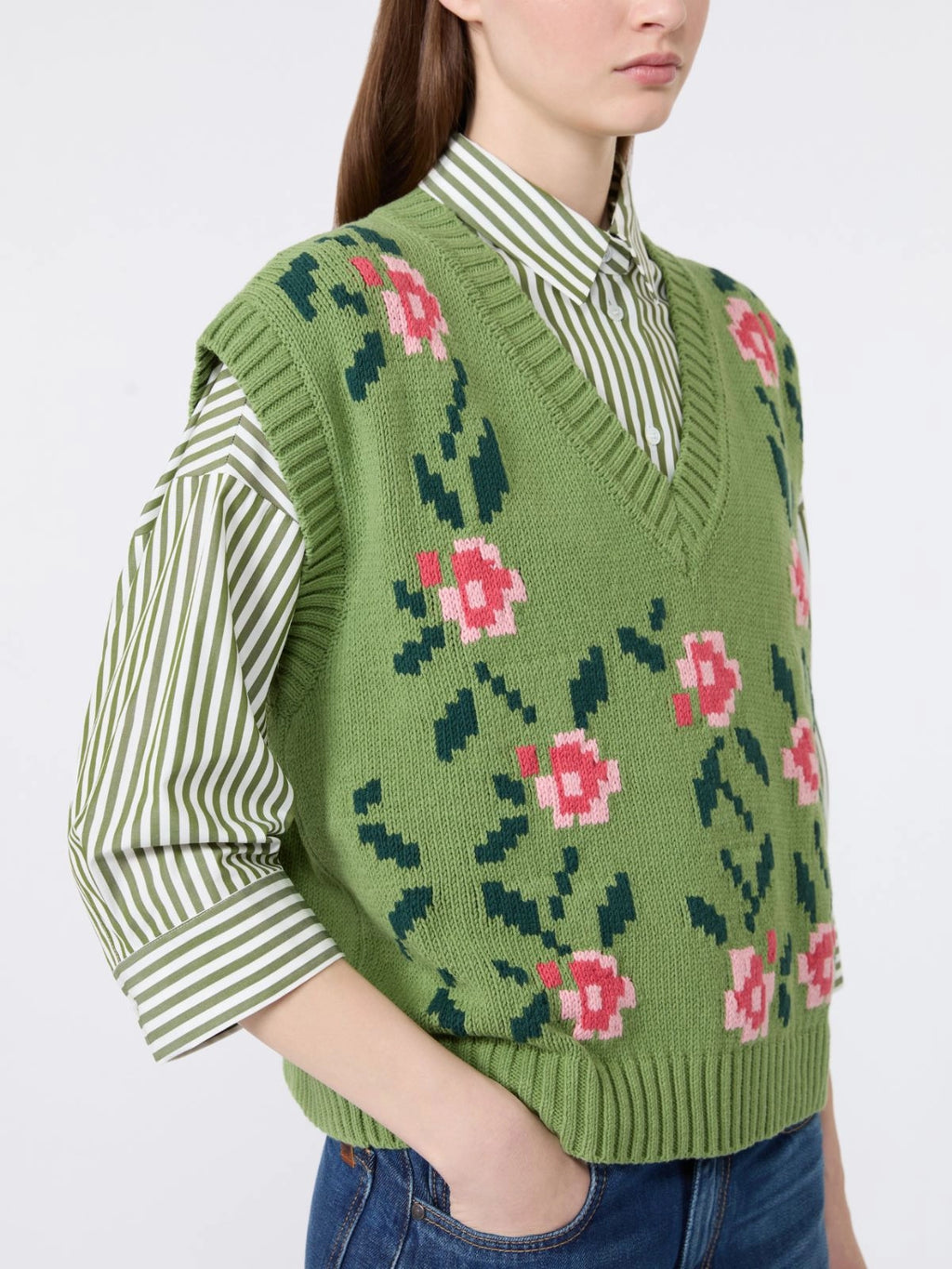 WKD-262535601 WKDALARMARO GREEN FLOWER VEST