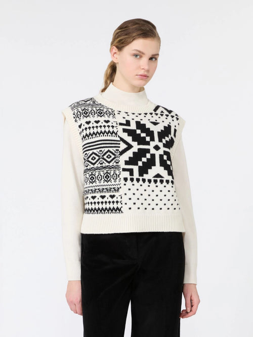 WKD-262535603 WKDSAVANA WHITE GEOMETRIC VEST