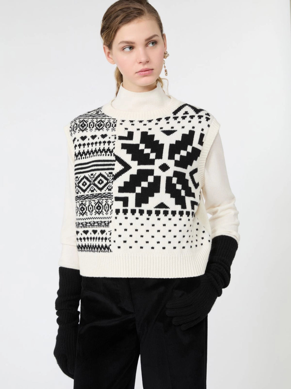 WKD-262535603 WKDSAVANA WHITE GEOMETRIC VEST