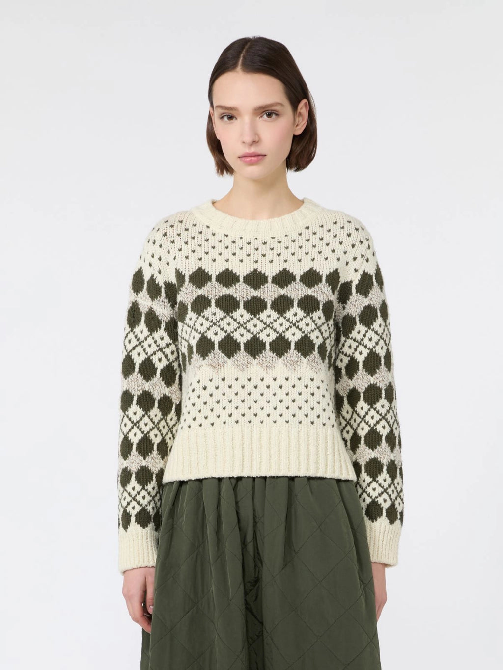 WKD-262536624 WKDRANCH KHAKI GEOMETRIC TOP