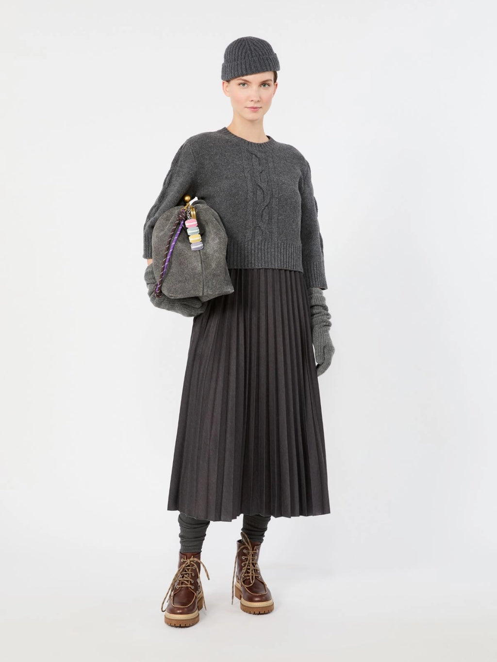WKD-262539601 WKDCALCO GREY WOOL&JERSEY DRESS