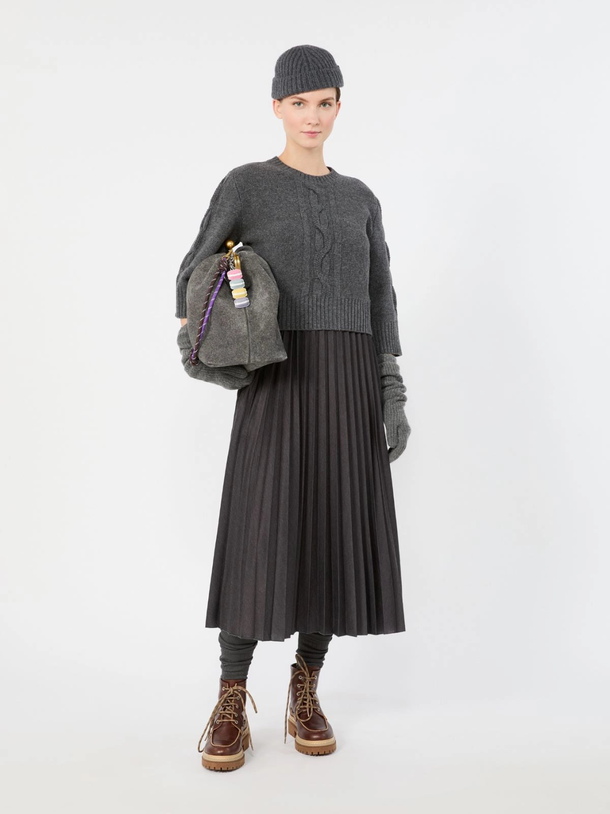 WKD-262539601 WKDCALCO GREY WOOL&JERSEY DRESS