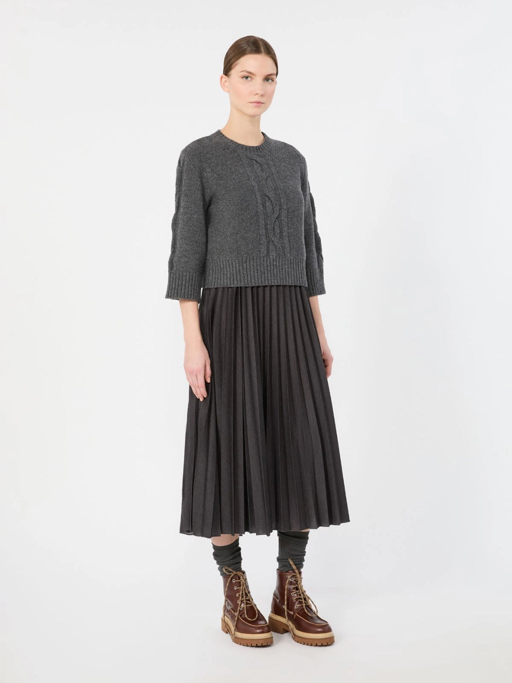 WKD-262539601 WKDCALCO GREY WOOL&JERSEY DRESS