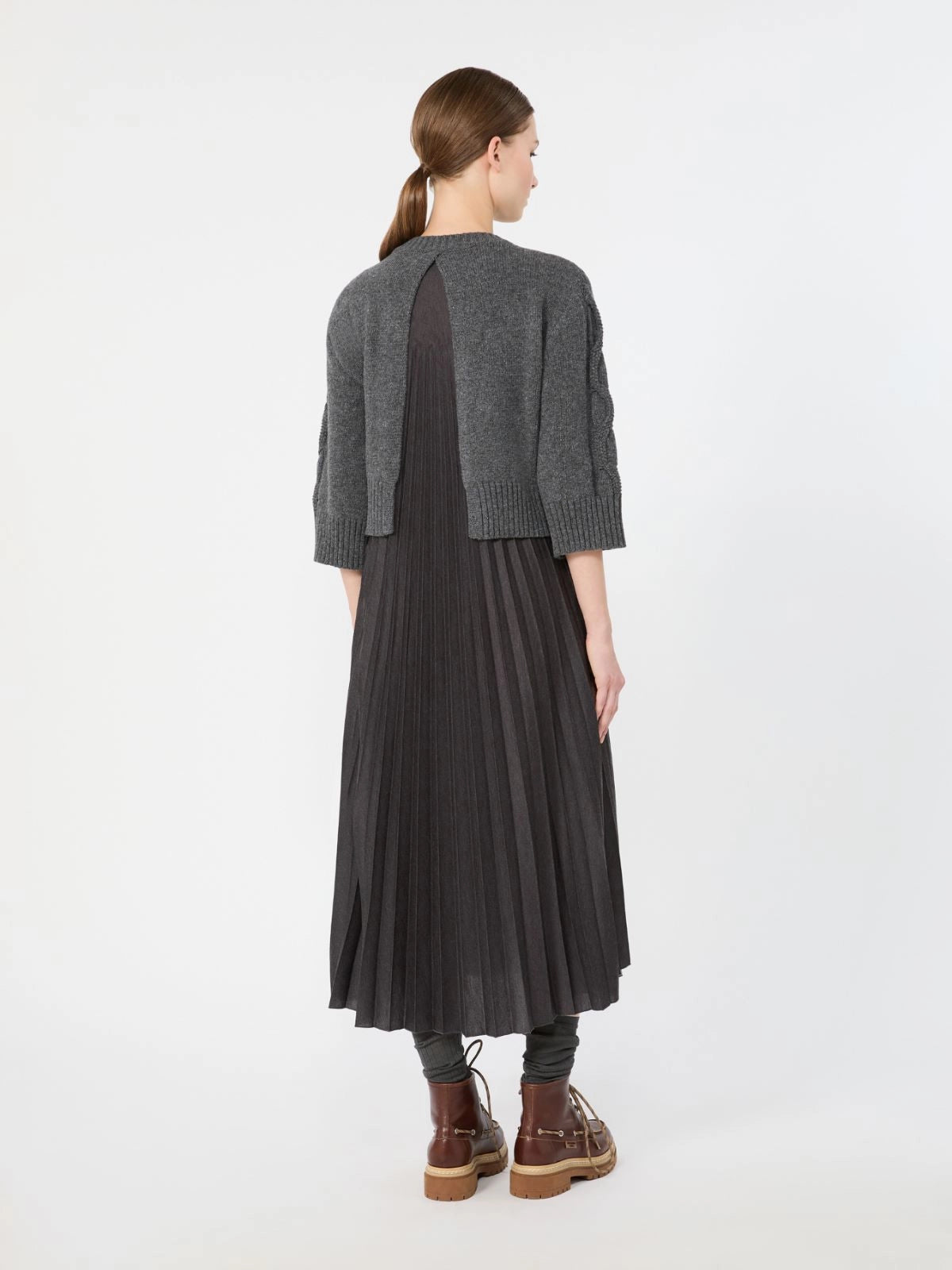 WKD-262539601 WKDCALCO GREY WOOL&JERSEY DRESS
