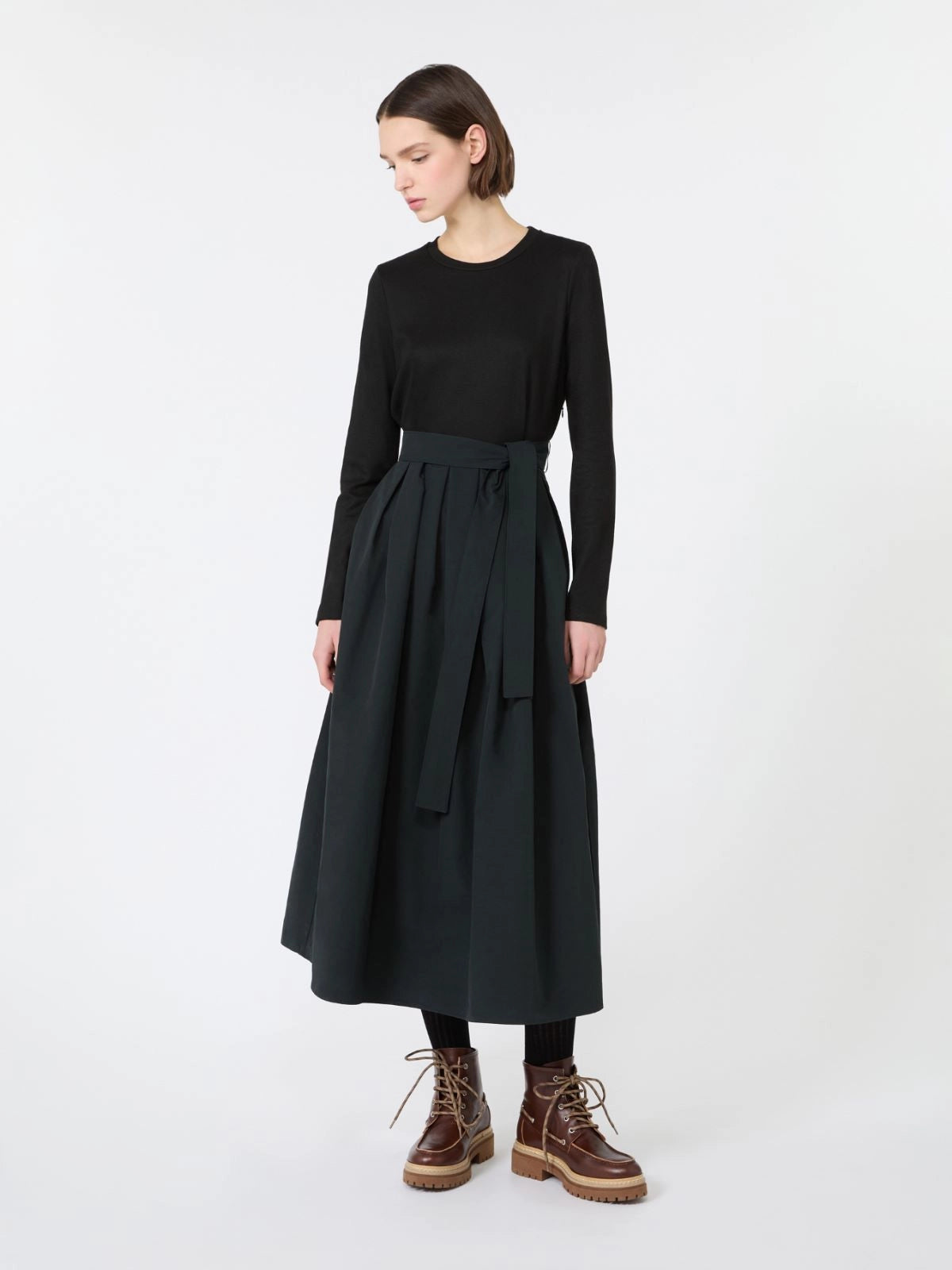 WKD-262562604 WKDCARIOCA BLK JERSEY TAFFETA DRESS
