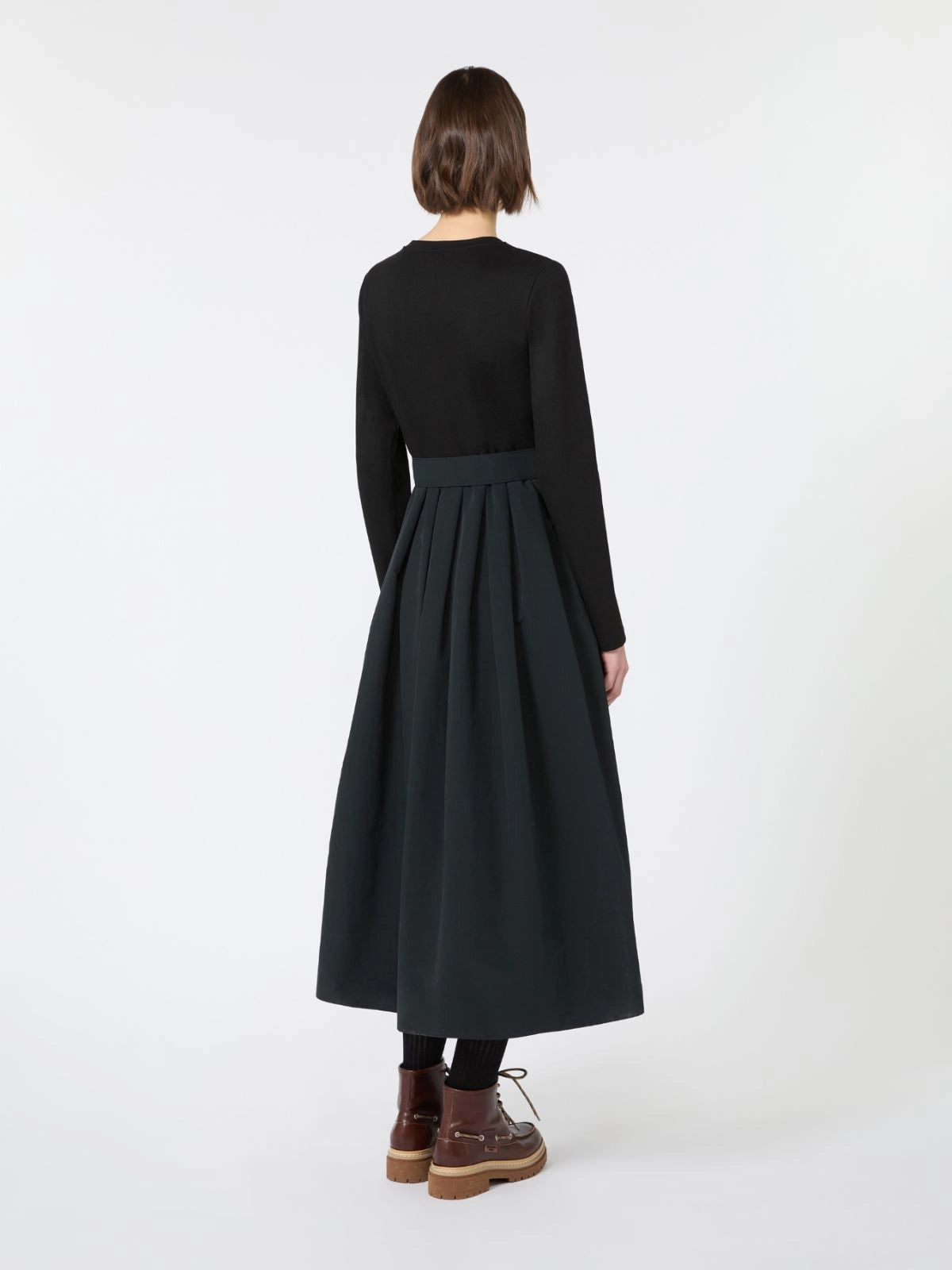 WKD-262562604 WKDCARIOCA BLK JERSEY TAFFETA DRESS