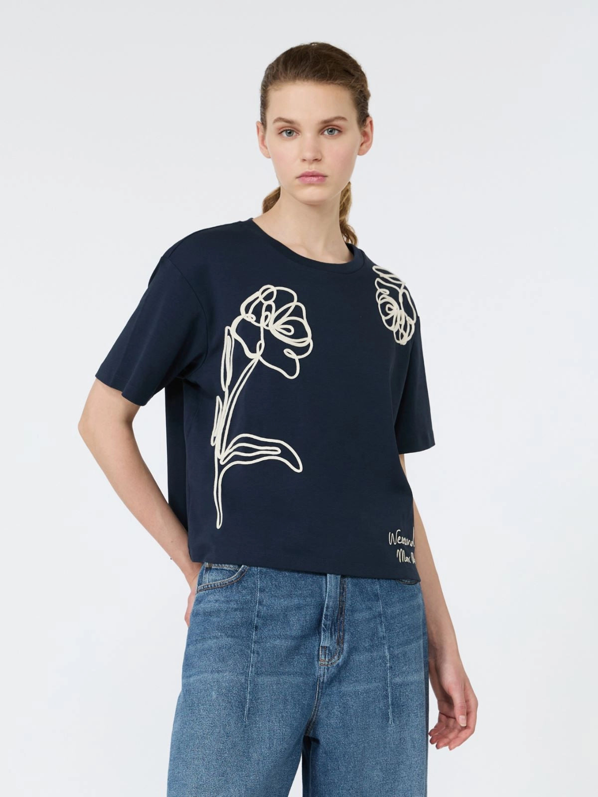 WKD-262597605 WKDSALA BLACK FLOWER T-SHIRT