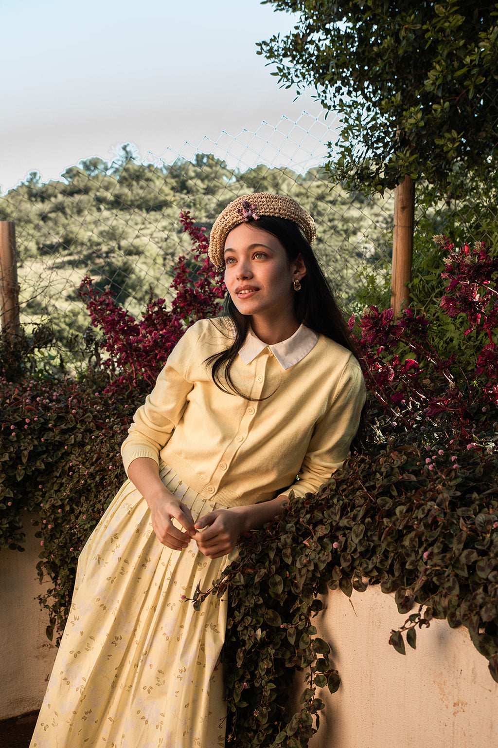 TEA-WT-363 YELLOW SLEEVELESS COLLAR DRESS