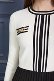 ROP-RPW2511 WHITE&STRIPE DRESS