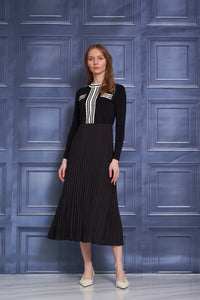 ROP-RPW2511 BLACK&STRIPE DRESS