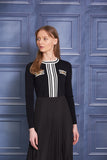 ROP-RPW2511 BLACK&STRIPE DRESS
