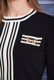 ROP-RPW2511 BLACK&STRIPE DRESS