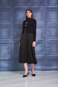 ROP-RPW2508 BLACK SATIN SLEEVELESS DRESS