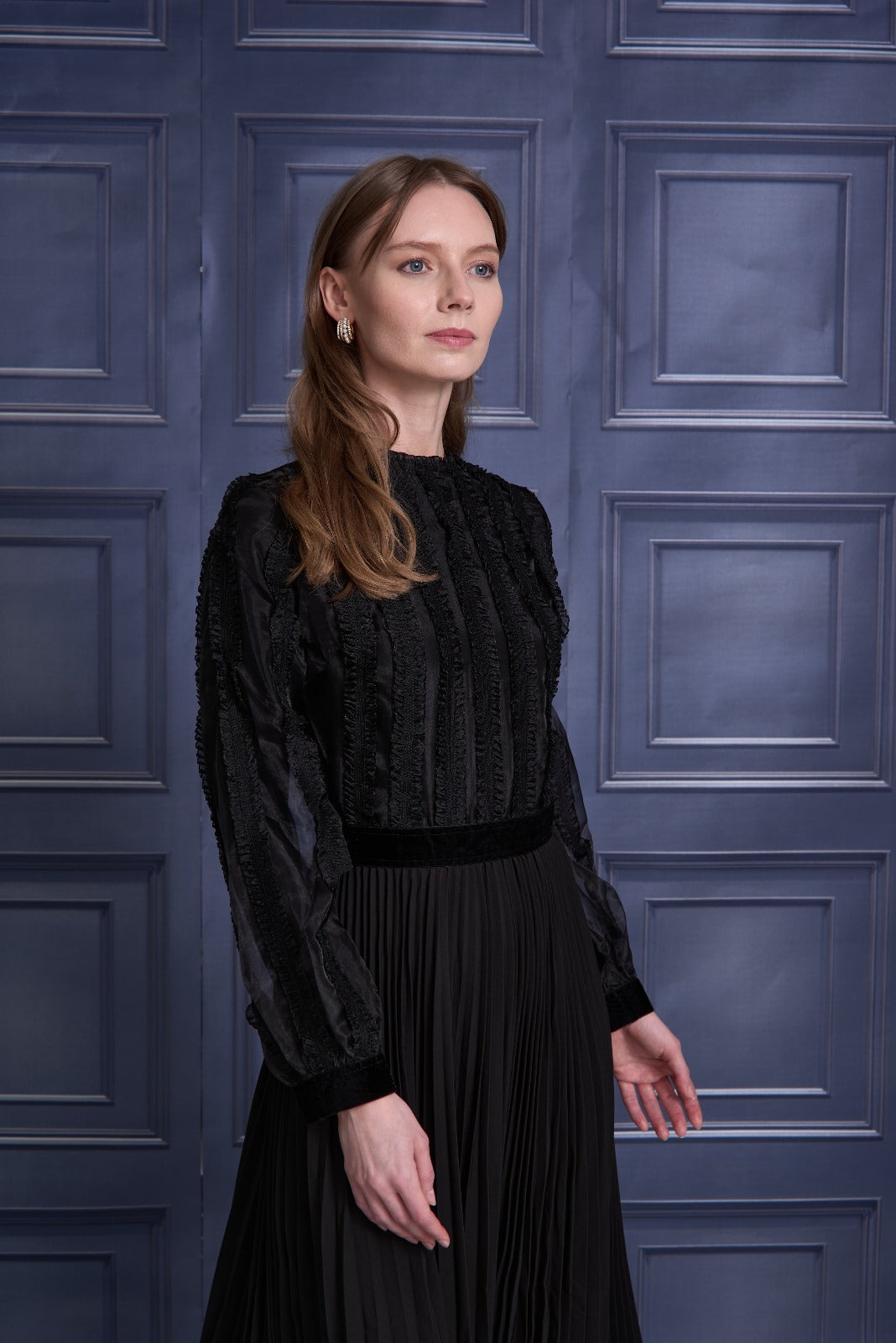 ROP-RPW2501 BLACK CHIFFON DRESS