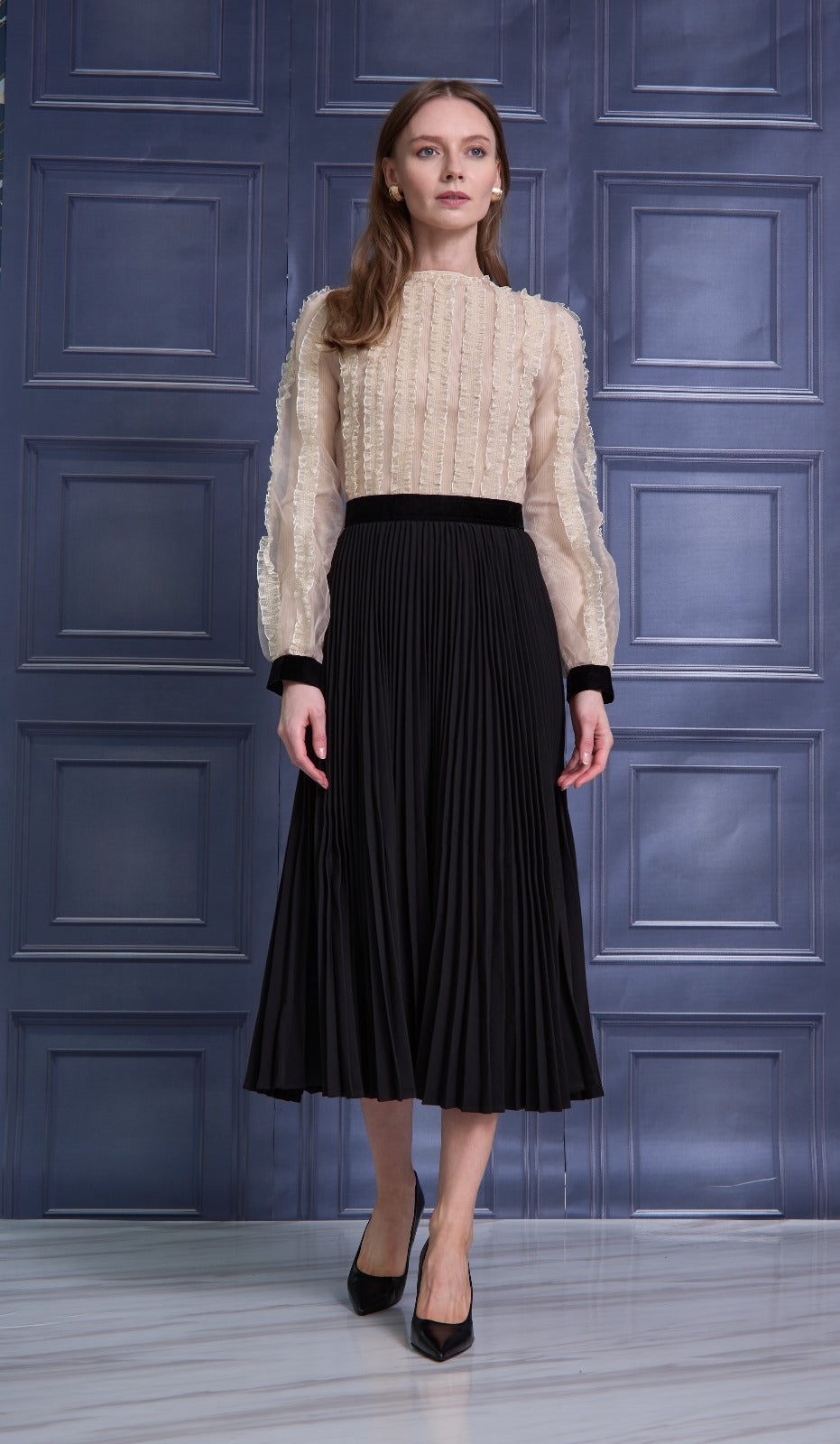 ROP-RPW2501 IVORY CHIFFON DRESS