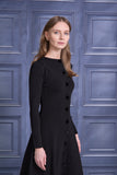 ROP-RPW2507 BLACK VELVET KNIT DRESS