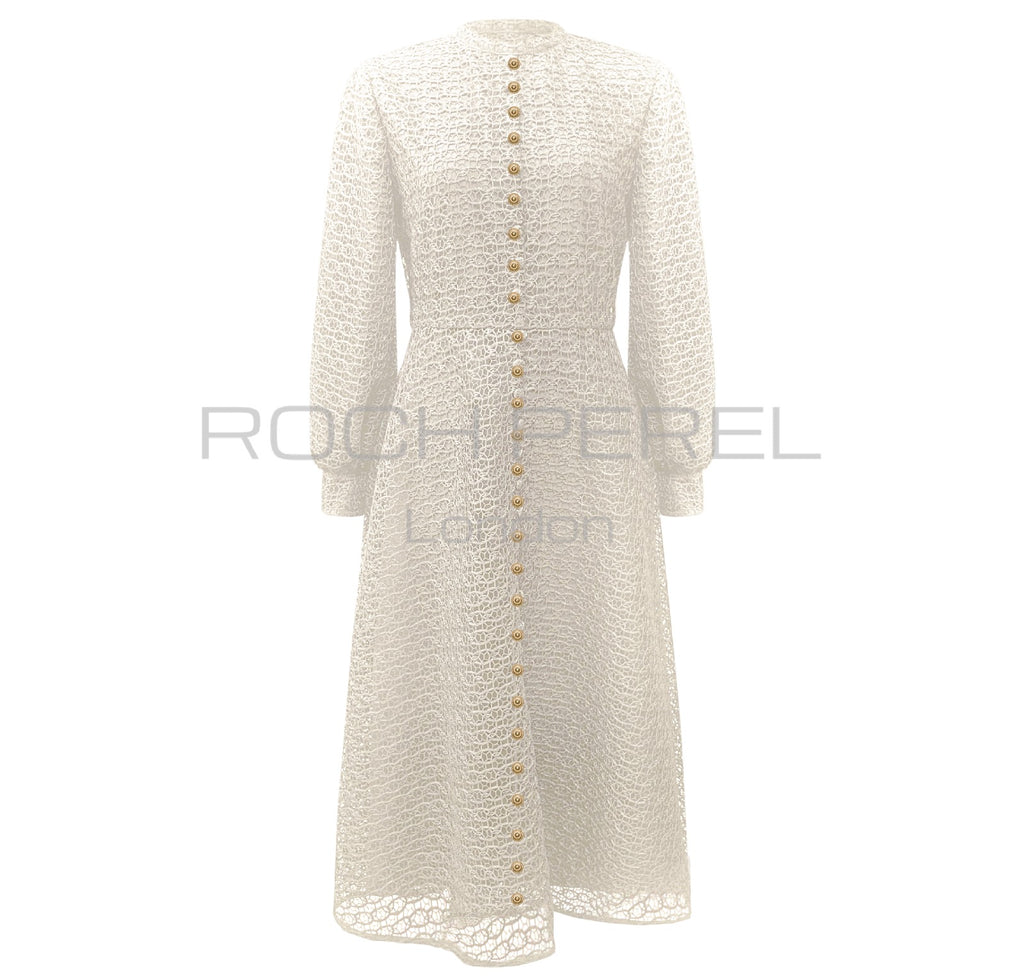 ROP-RPS2533 IVORY CIRCLE LACE DRESS