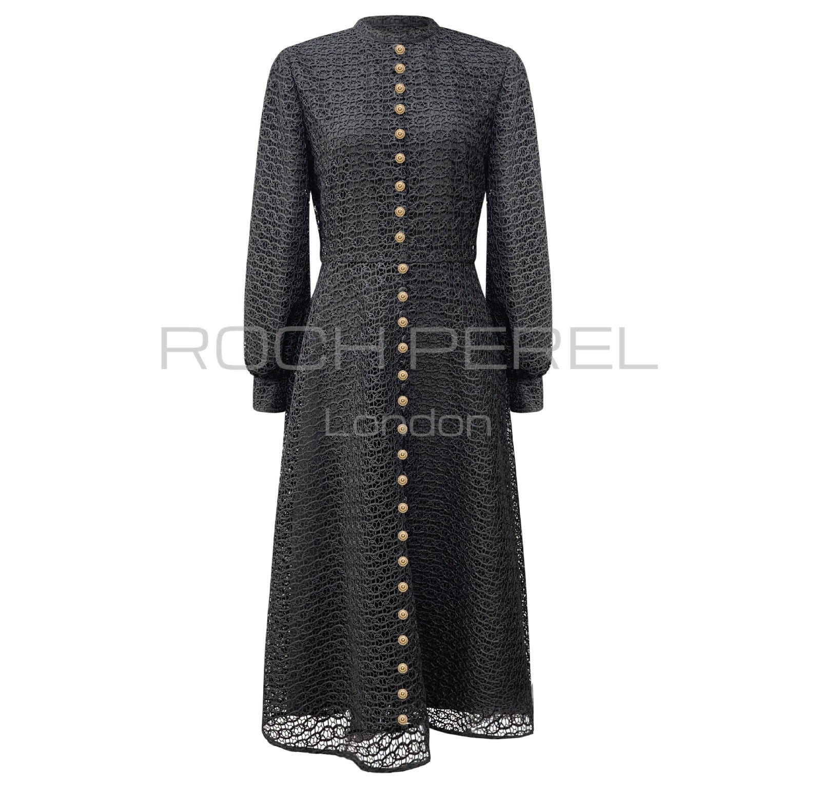 ROP-RPS2533 BLACK CIRCLE LACE DRESS