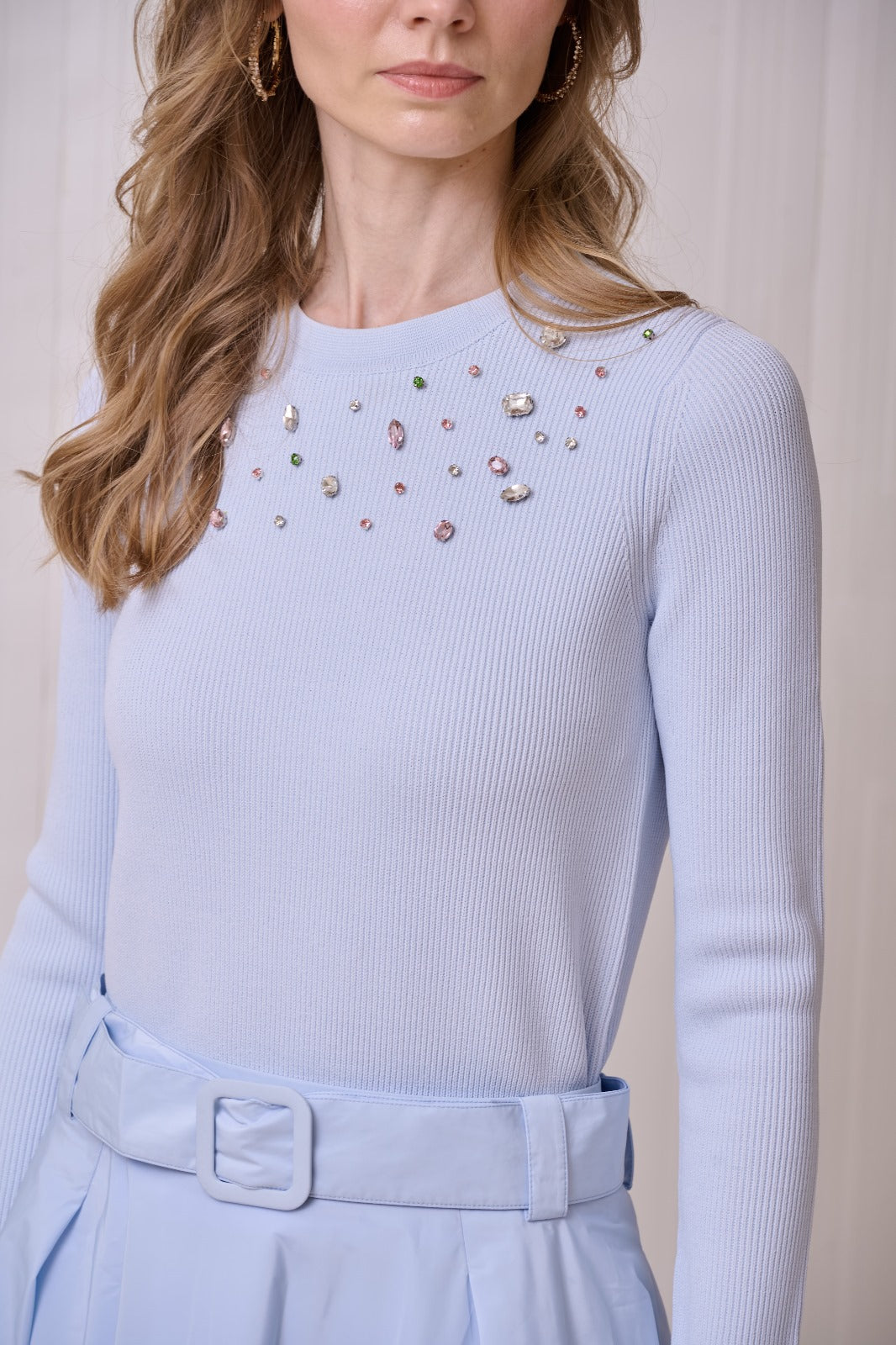 ROP-RPS2538 BLUE COLOURED RHINESTONES TOP