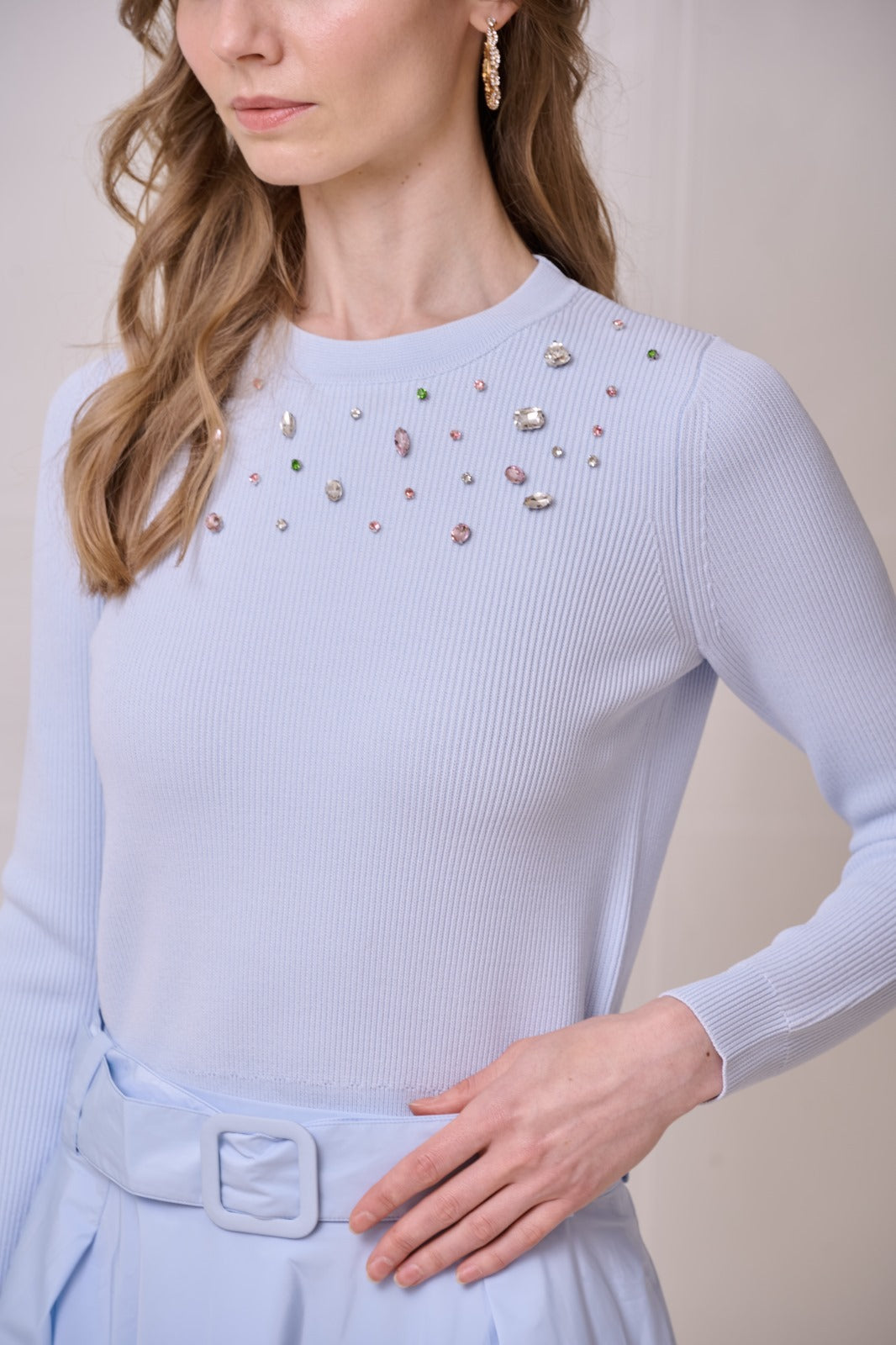 ROP-RPS2538 BLUE COLOURED RHINESTONES TOP