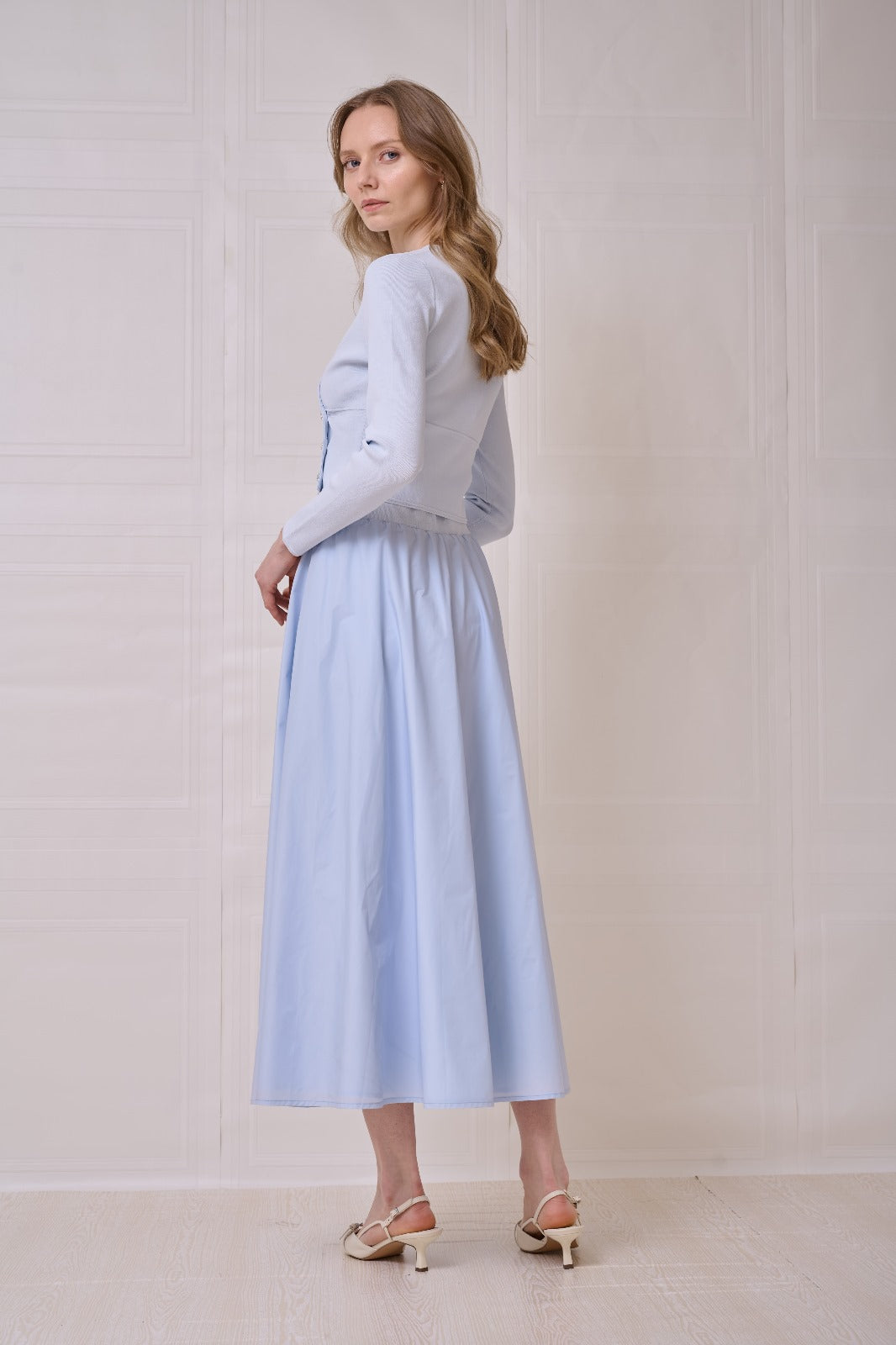 ROP-RPS2519 BLUE TAFFETA CIRCLE SKIRT