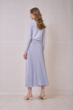 ROP-RPS2516 BLUE PLEATED SATIN SKIRT