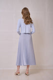ROP-RPS2516 BLUE PLEATED SATIN SKIRT