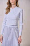 ROP-RPS2516 BLUE PLEATED SATIN SKIRT