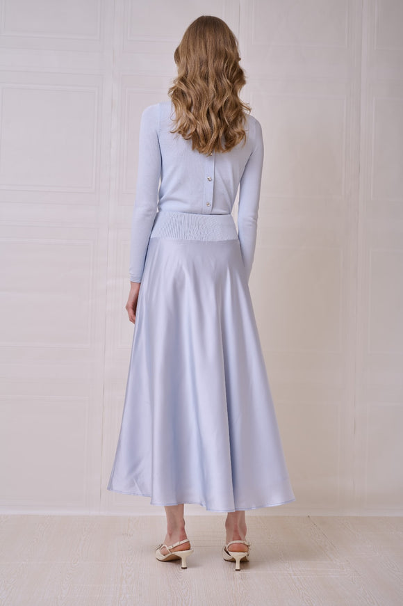 ROP-RPS2521 BLUE SATIN CIRCLE SKIRT