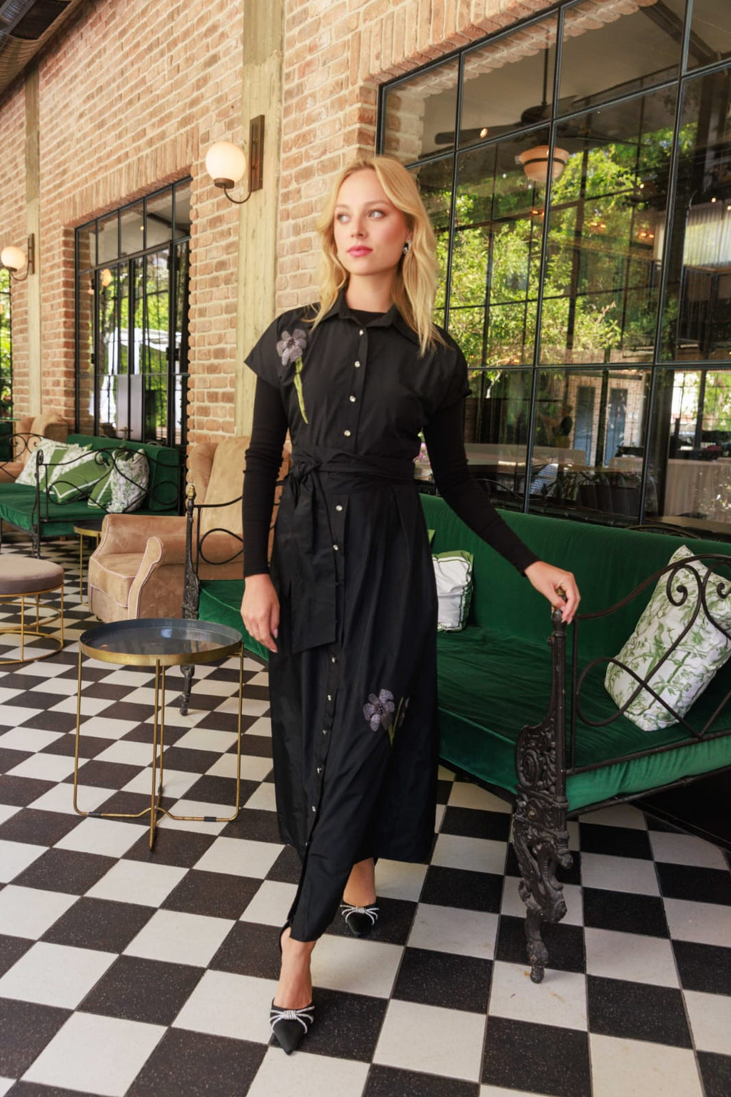 C&M-1435 BURGUNDY FLORAL TAFFETA DRESS