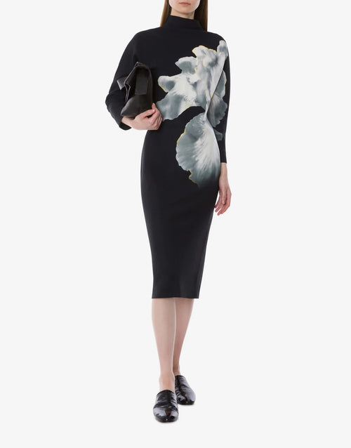 ABF-A0431 BLACK ORCHID PRINT DRESS