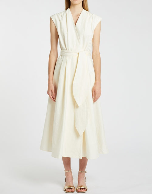 BRZ-88471 CREAM SLEEVELESS WRAP DRESS