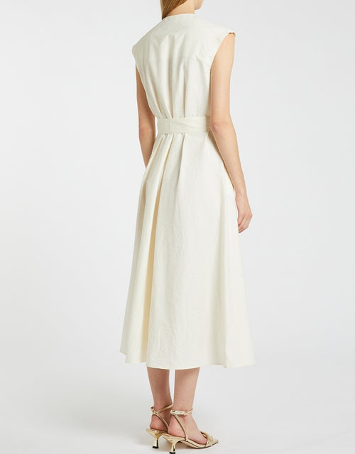 BRZ-88471 CREAM SLEEVELESS WRAP DRESS