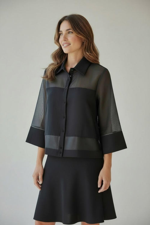 BRZ-36383 BLACK ORGANZA BLOUSE