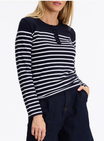 L&U-AE105 NAVY STRIPED KNIT TOP