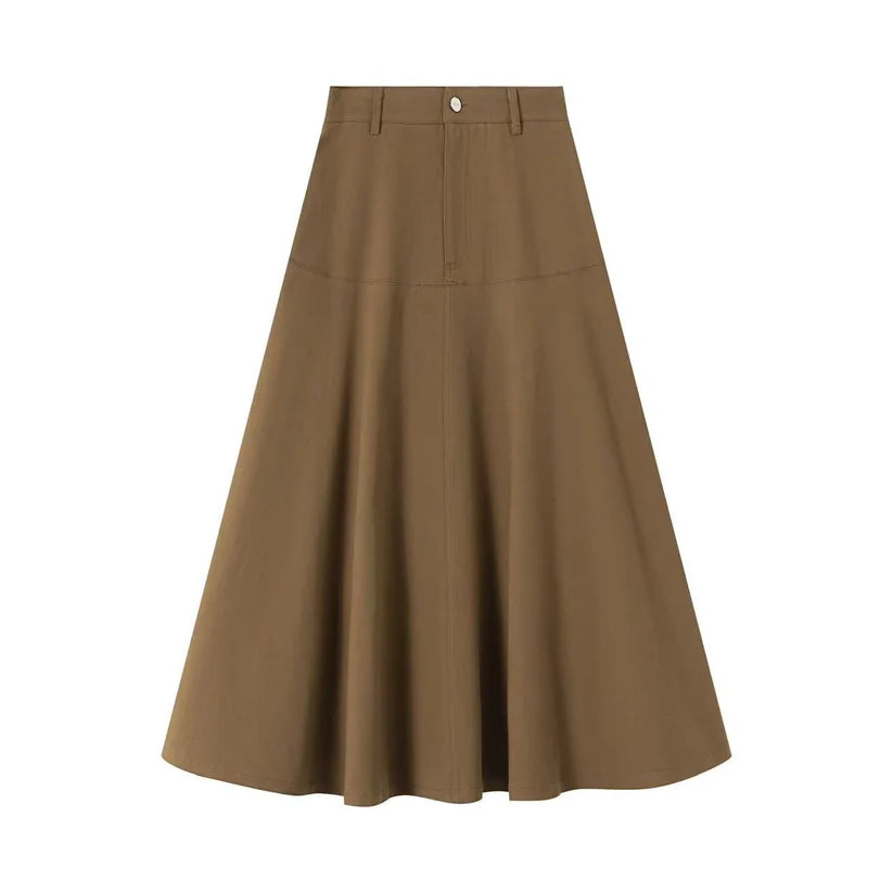 INO-M2-1407 BROWN SUMMER ZIP-FLY SKIRT