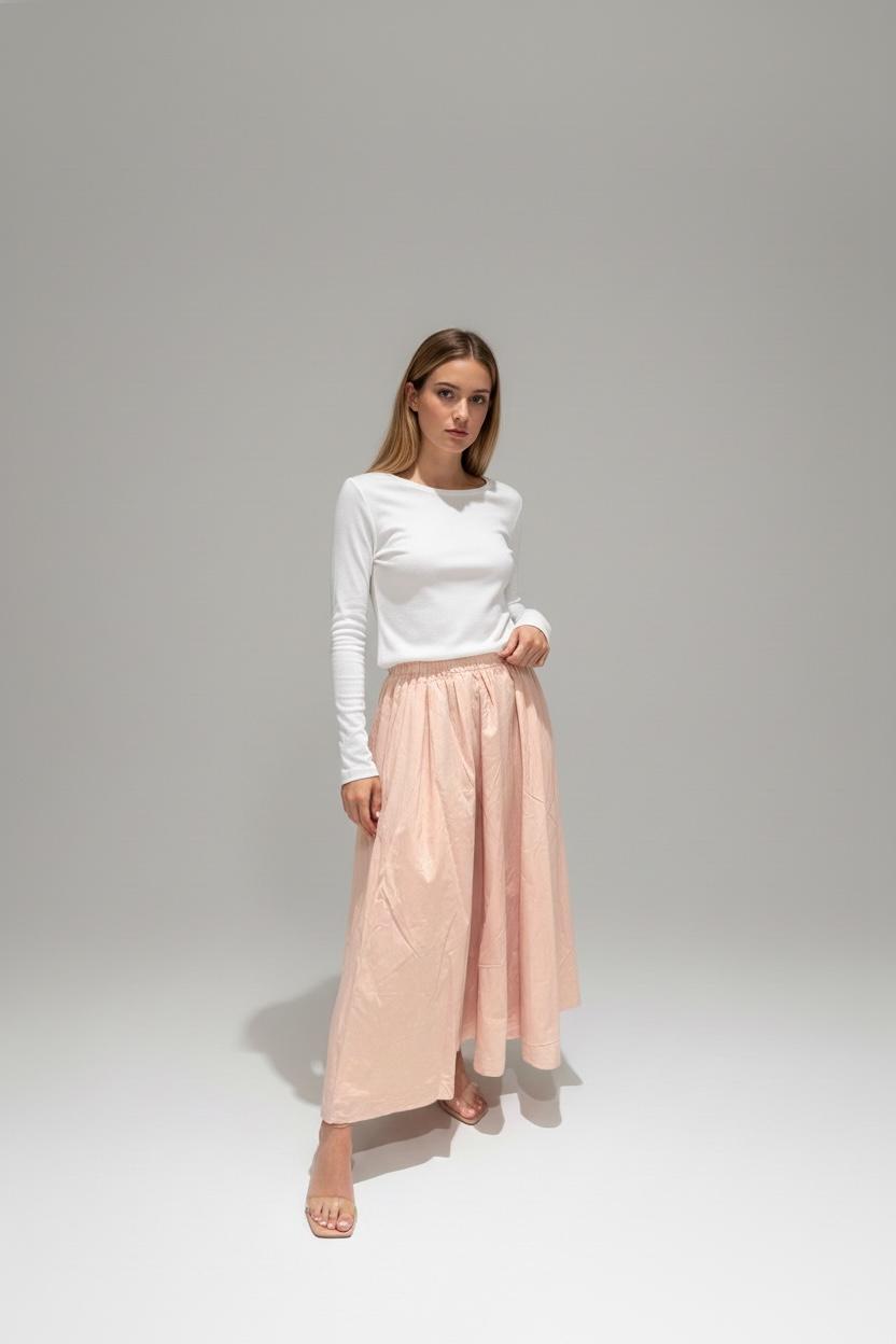 PDE-SK-S06 PEACH COTTON CIRLCLE SKIRT