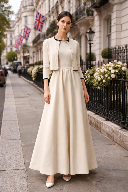 PAR-D501 IVORY CARDI DRESS