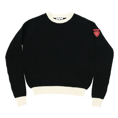 PAR-T475 BLACK CHUNKY KNIT LOGO TOP