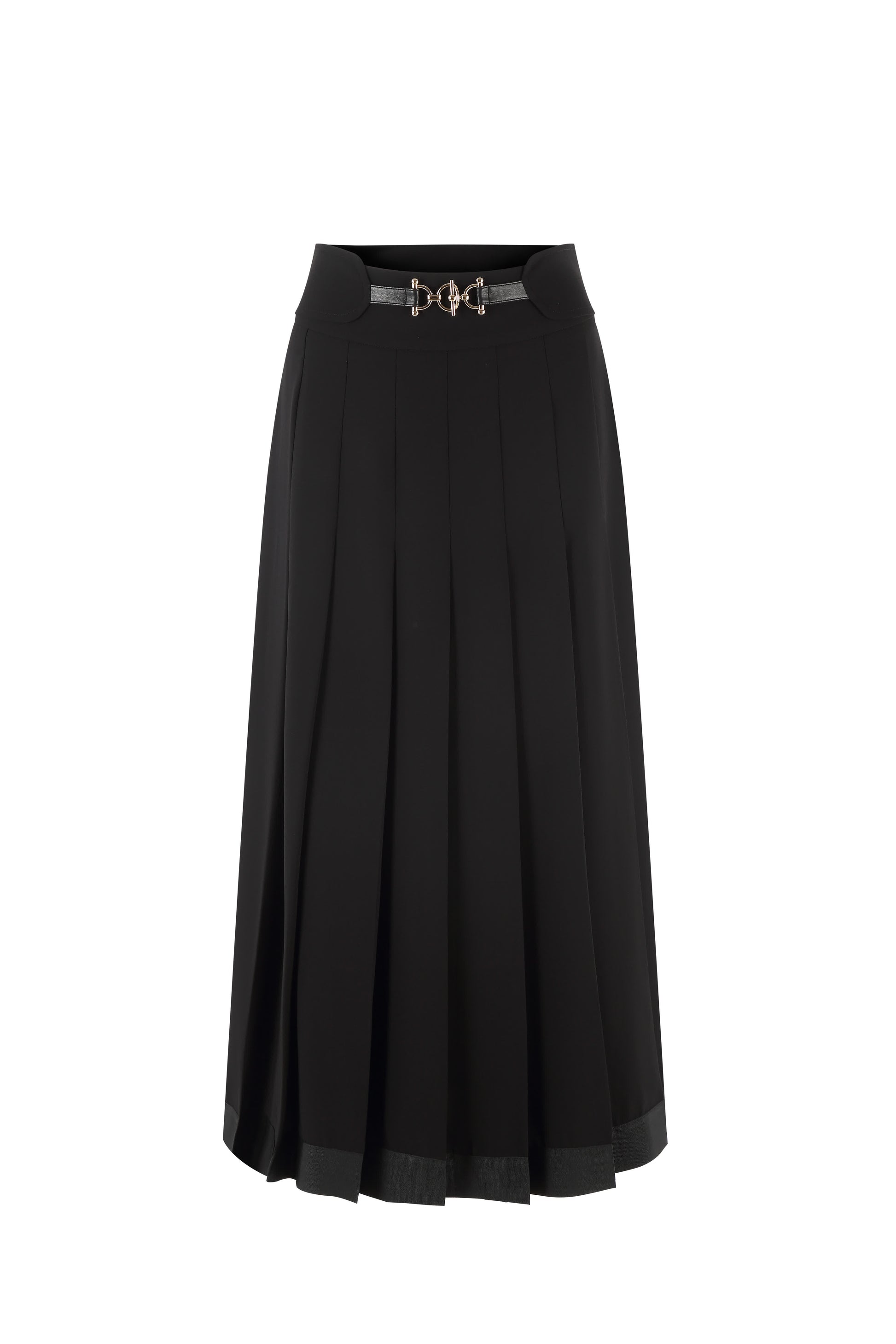 BNI-Y-25413 BLACK BUCKLE PLEATED SKIRT