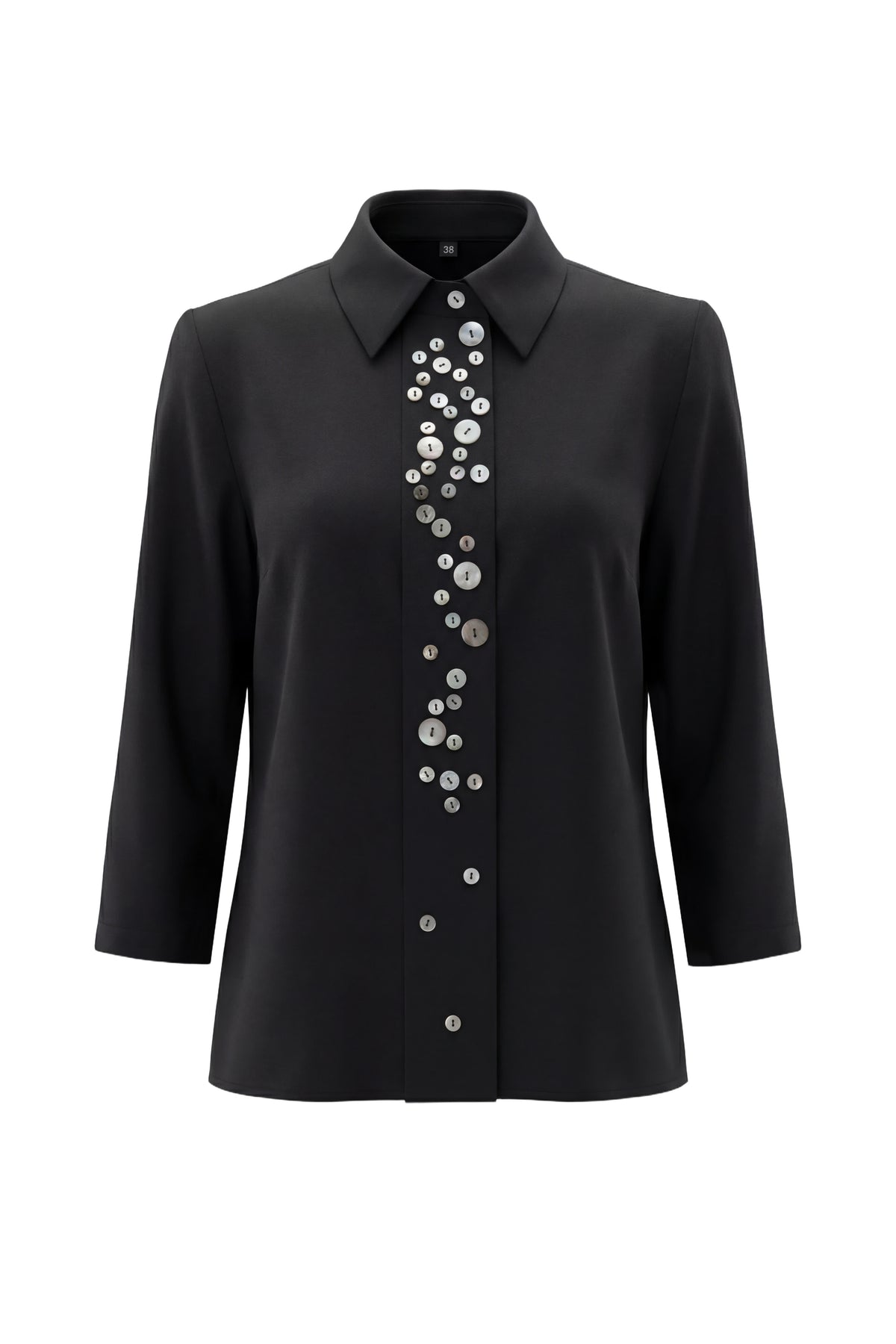 BNI-Y-25461 BLACK BUTTON PANEL BLOUSE